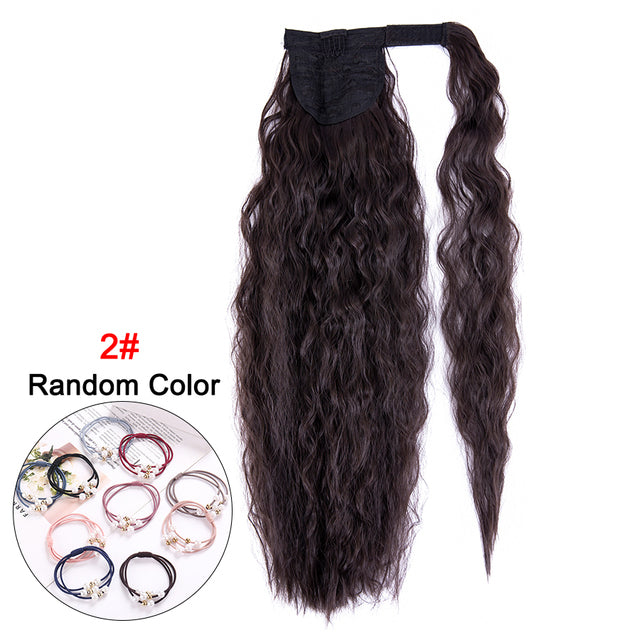 Leeons 20&#39;&#39; Synthetic Ponytail Hair pieces Heat Resistant Fiber Straight Ribbon Clip In Hair Extension 21 colors Brown Black