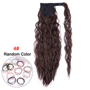 Leeons 20&#39;&#39; Synthetic Ponytail Hair pieces Heat Resistant Fiber Straight Ribbon Clip In Hair Extension 21 colors Brown Black