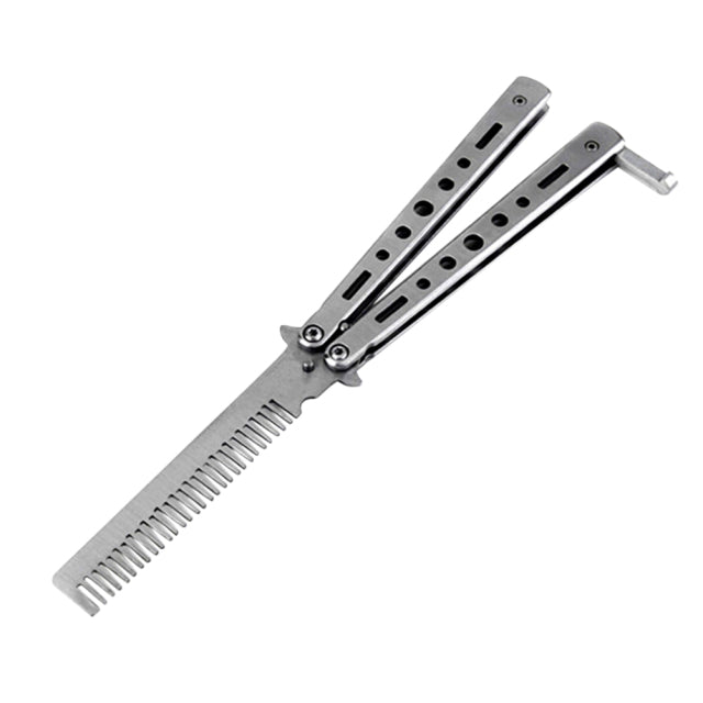 Foldable Comb Stainless Steel Practice Training Butterfly Knife Comb