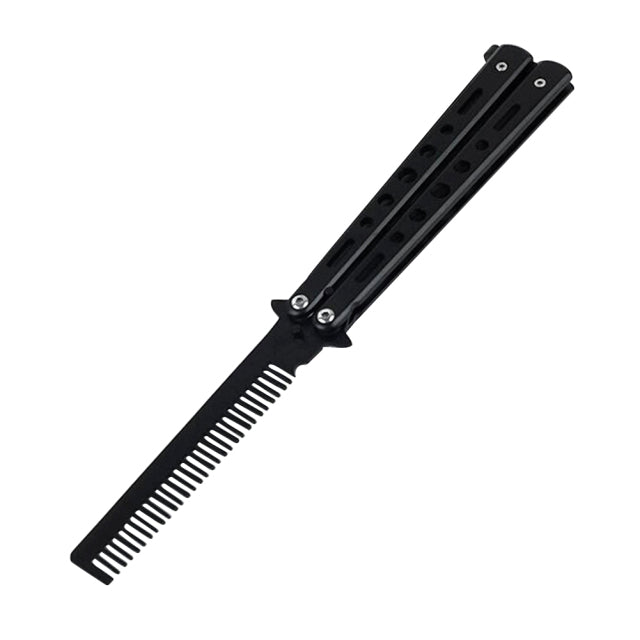 Foldable Comb Stainless Steel Practice Training Butterfly Knife Comb