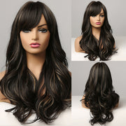 EASIHAIR Long Dark Brown Women&#39;s Wigs with Bangs Water