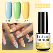 LILYCUTE 3 PCS Gel Polish Set Winter Color Glitter Sequins Matte Effect Gel Long Lasting Base Top Coat Nail Art Design Hybrid