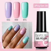 LILYCUTE 3 PCS Gel Polish Set Winter Color Glitter Sequins Matte Effect Gel Long Lasting Base Top Coat Nail Art Design Hybrid