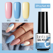 LILYCUTE 3 PCS Gel Polish Set Winter Color Glitter Sequins Matte Effect Gel Long Lasting Base Top Coat Nail Art Design Hybrid