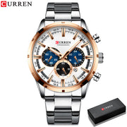 Curren Men&#39;s Watch Blue Dial Stainless Steel Band Date Mens