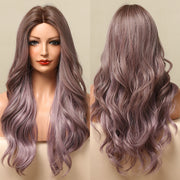 GEMMA Long Wavy Ombre Brown Purple Synthetic Wigs