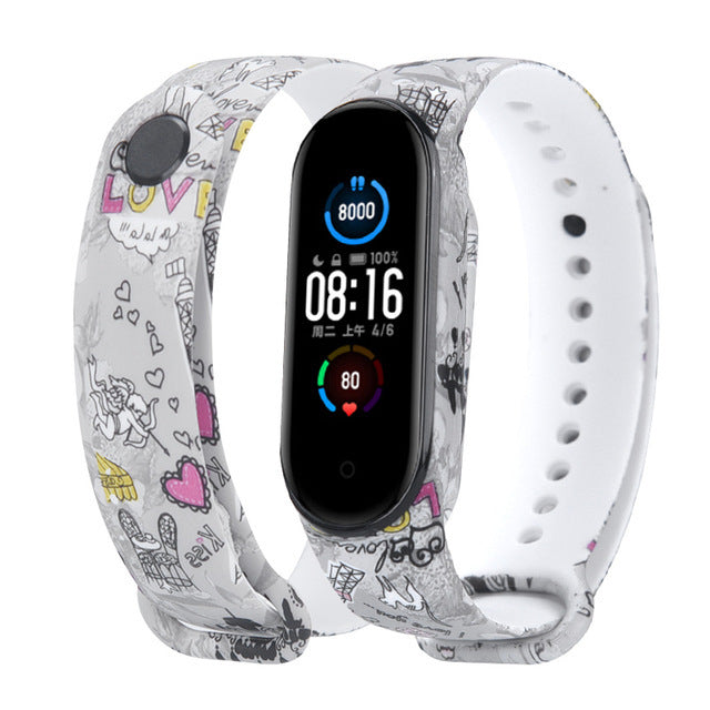 Strap For Xiaomi Mi Band 4 3 5 6 watch band Creative graffiti style