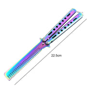 Foldable Comb Stainless Steel Practice Training Butterfly Knife Comb