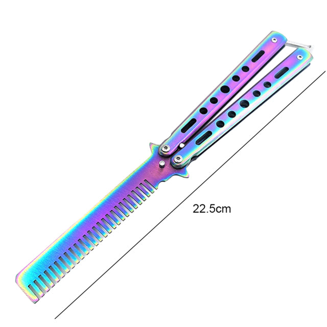 Foldable Comb Stainless Steel Practice Training Butterfly Knife Comb