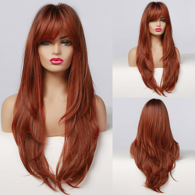 GEMMA Red Brown Copper Ginger Long Straight Synthetic Wigs