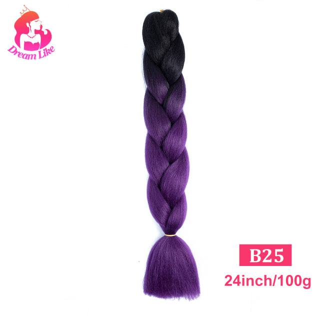 Dream Like 24 inch Ombre Color Synthetic Hair Braids Pre Stretched Wholesale