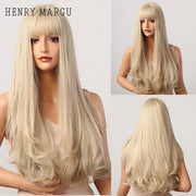 HENRY MARGU Long Natural Wavy Platinum Blonde Wigs