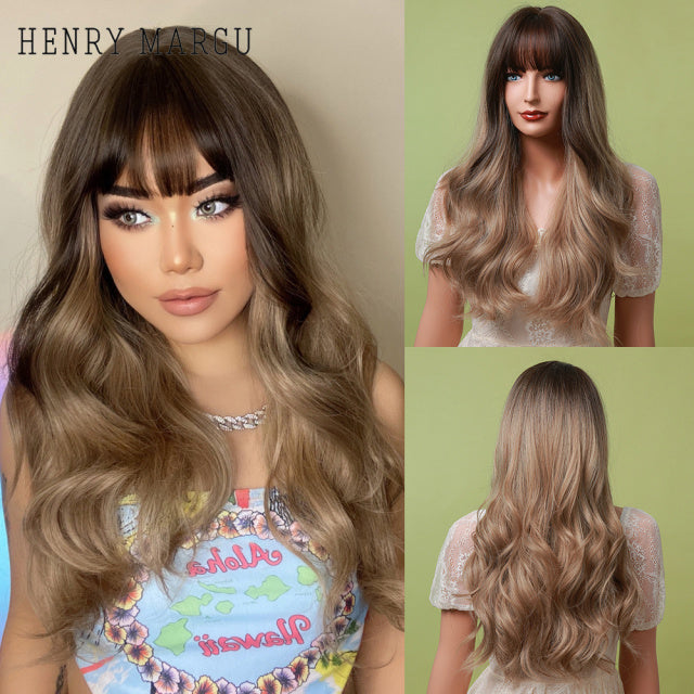 HENRY MARGU Long Natural Wavy Platinum Blonde Wigs