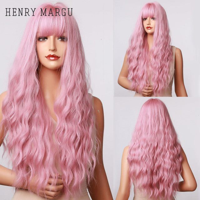 HENRY MARGU Long Natural Wavy Platinum Blonde Wigs