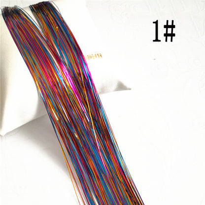 Sparkle Hair Tinsel Rainbow Colored Strands Girl Headwear Hair Laser False Hair Extensions Bling Decoration Glitter Strips Party