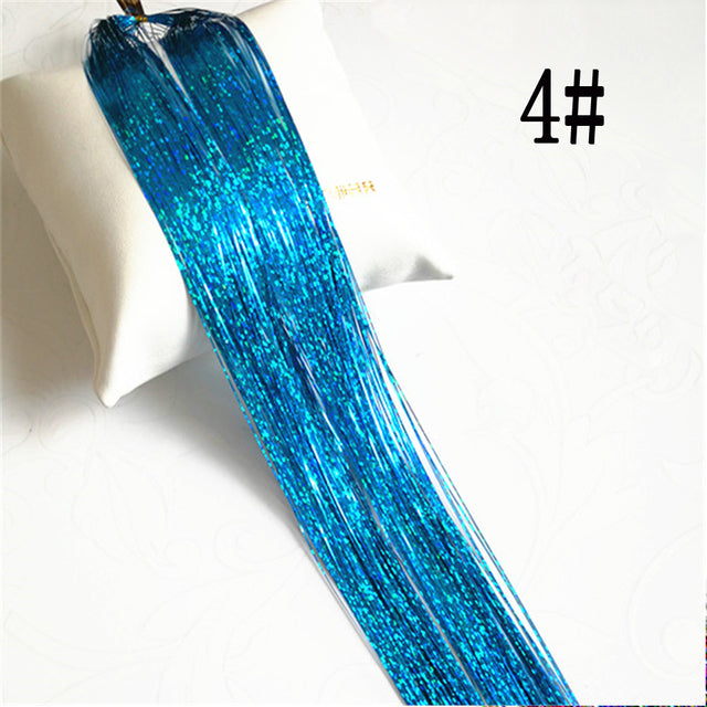 Sparkle Hair Tinsel Rainbow Colored Strands Girl Headwear Hair Laser False Hair Extensions Bling Decoration Glitter Strips Party