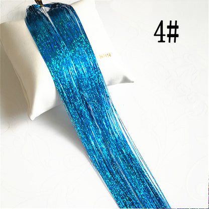 Sparkle Hair Tinsel Rainbow Colored Strands Girl Headwear Hair Laser False Hair Extensions Bling Decoration Glitter Strips Party