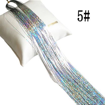 Sparkle Hair Tinsel Rainbow Colored Strands Girl Headwear Hair Laser False Hair Extensions Bling Decoration Glitter Strips Party
