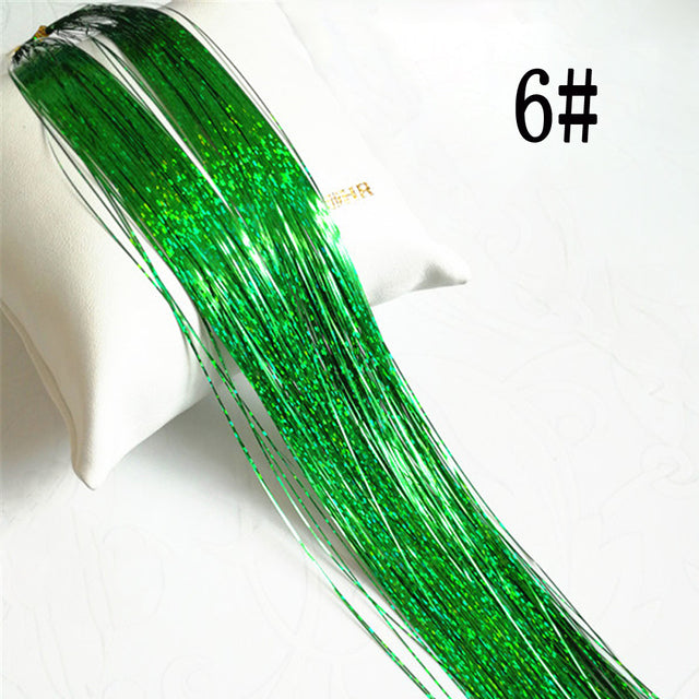 Sparkle Hair Tinsel Rainbow Colored Strands Girl Headwear Hair Laser False Hair Extensions Bling Decoration Glitter Strips Party