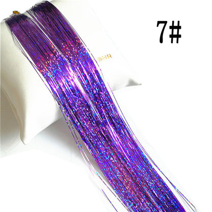 Sparkle Hair Tinsel Rainbow Colored Strands Girl Headwear Hair Laser False Hair Extensions Bling Decoration Glitter Strips Party