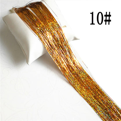 Sparkle Hair Tinsel Rainbow Colored Strands Girl Headwear Hair Laser False Hair Extensions Bling Decoration Glitter Strips Party