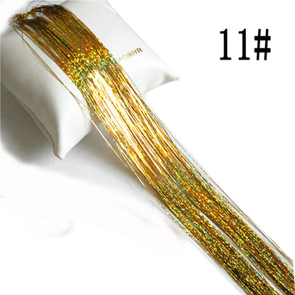 Sparkle Hair Tinsel Rainbow Colored Strands Girl Headwear Hair Laser False Hair Extensions Bling Decoration Glitter Strips Party