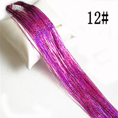 Sparkle Hair Tinsel Rainbow Colored Strands Girl Headwear Hair Laser False Hair Extensions Bling Decoration Glitter Strips Party
