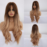 GEMMA Long Wavy Ombre Brown Purple Synthetic Wigs