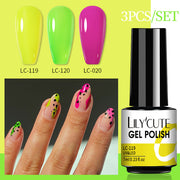 LILYCUTE 3 PCS Gel Polish Set Winter Color Glitter Sequins Matte Effect Gel Long Lasting Base Top Coat Nail Art Design Hybrid