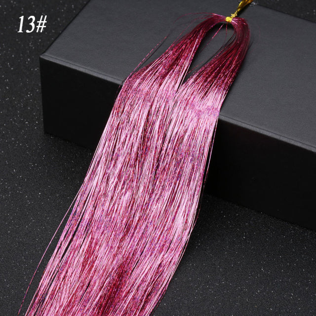 Sparkle Hair Tinsel Rainbow Colored Strands Girl Headwear Hair Laser False Hair Extensions Bling Decoration Glitter Strips Party