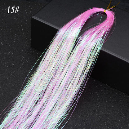 Sparkle Hair Tinsel Rainbow Colored Strands Girl Headwear Hair Laser False Hair Extensions Bling Decoration Glitter Strips Party