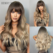 HENRY MARGU Long Natural Wavy Platinum Blonde Wigs