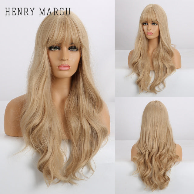 HENRY MARGU Long Natural Wavy Platinum Blonde Wigs