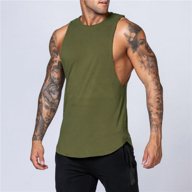 Cotton Workout Gym Tank Top Mens Muscle Sleeveless Sportswear Shirt