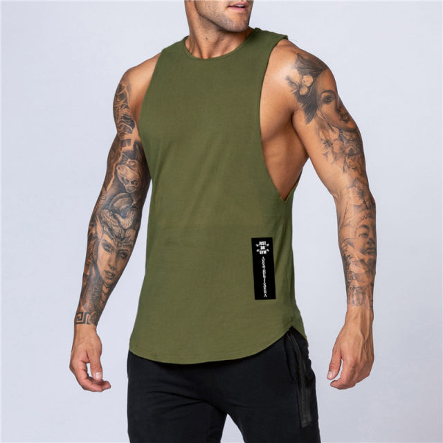 Cotton Workout Gym Tank Top Mens Muscle Sleeveless Sportswear Shirt