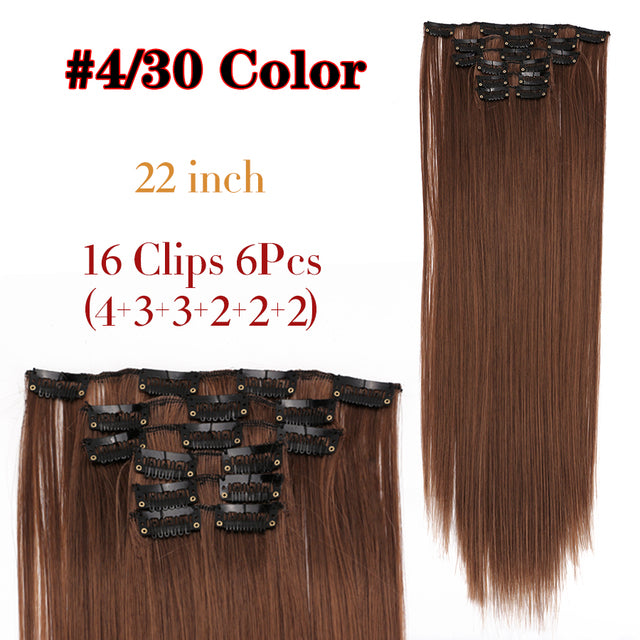 Leeons Synthetic Hair 16 clips Long Straight Synthetic Hair