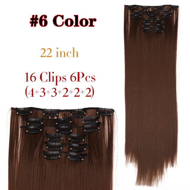 Leeons Synthetic Hair 16 clips Long Straight Synthetic Hair