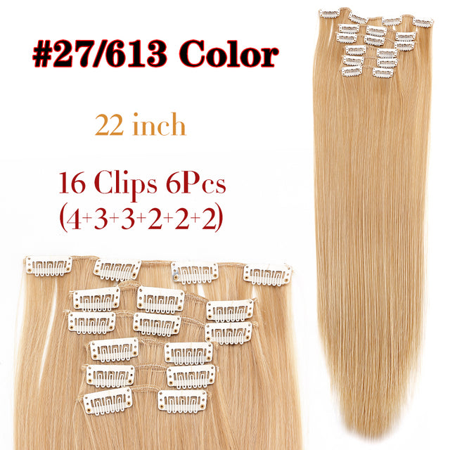 Leeons Synthetic Hair 16 clips Long Straight Synthetic Hair