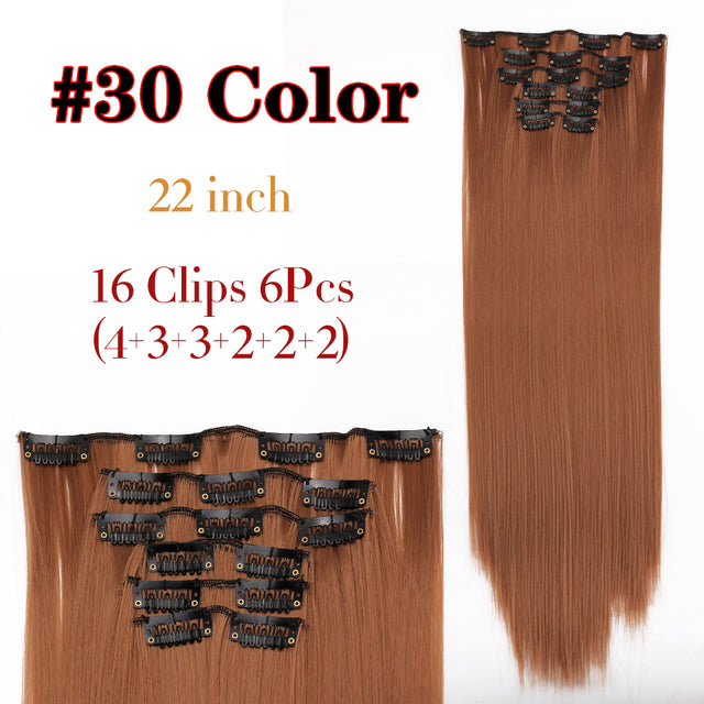 Leeons Synthetic Hair 16 clips Long Straight Synthetic Hair