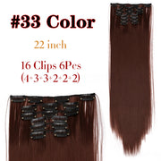 Leeons Synthetic Hair 16 clips Long Straight Synthetic Hair