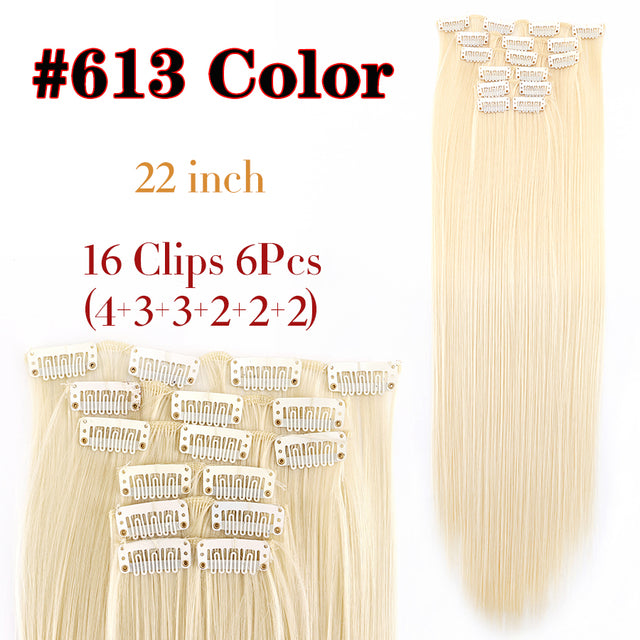 Leeons Synthetic Hair 16 clips Long Straight Synthetic Hair