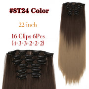 Leeons Synthetic Hair 16 clips Long Straight Synthetic Hair