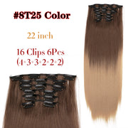 Leeons Synthetic Hair 16 clips Long Straight Synthetic Hair