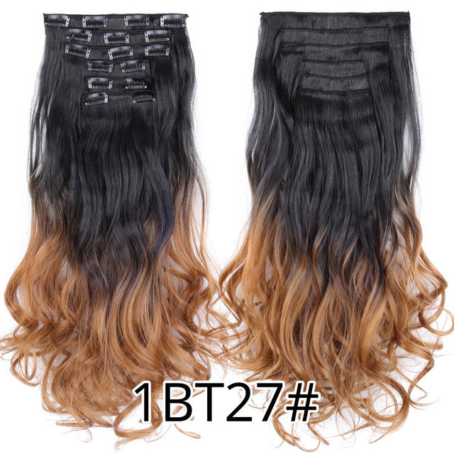 Leeons Synthetic Hair 16 clips Long Straight Synthetic Hair