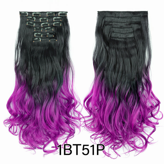 Leeons Synthetic Hair 16 clips Long Straight Synthetic Hair