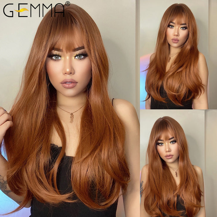 GEMMA Red Brown Copper Ginger Long Straight Synthetic Wigs