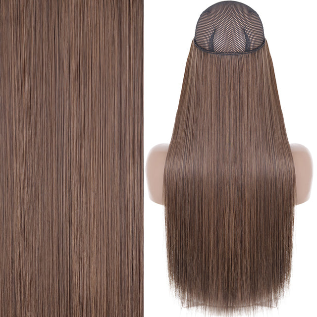 Synthetic No Clip Invisible Wire Hair Extensions Straight Natural Black