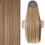 Synthetic No Clip Invisible Wire Hair Extensions Straight Natural Black