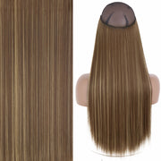 Synthetic No Clip Invisible Wire Hair Extensions Straight Natural Black