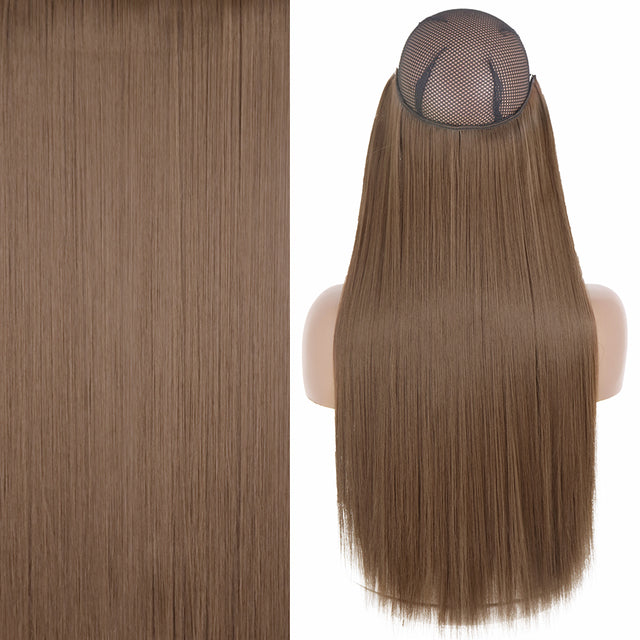 Synthetic No Clip Invisible Wire Hair Extensions Straight Natural Black